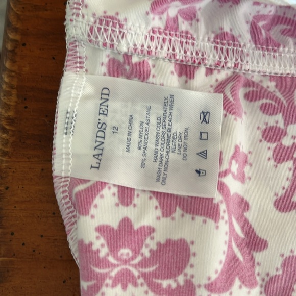LANDS END SIZE 12 TANKINI TOP HOT PINK/WHITE WITH FEMININE DETAIL IN FRONT - Picture 3 of 4
